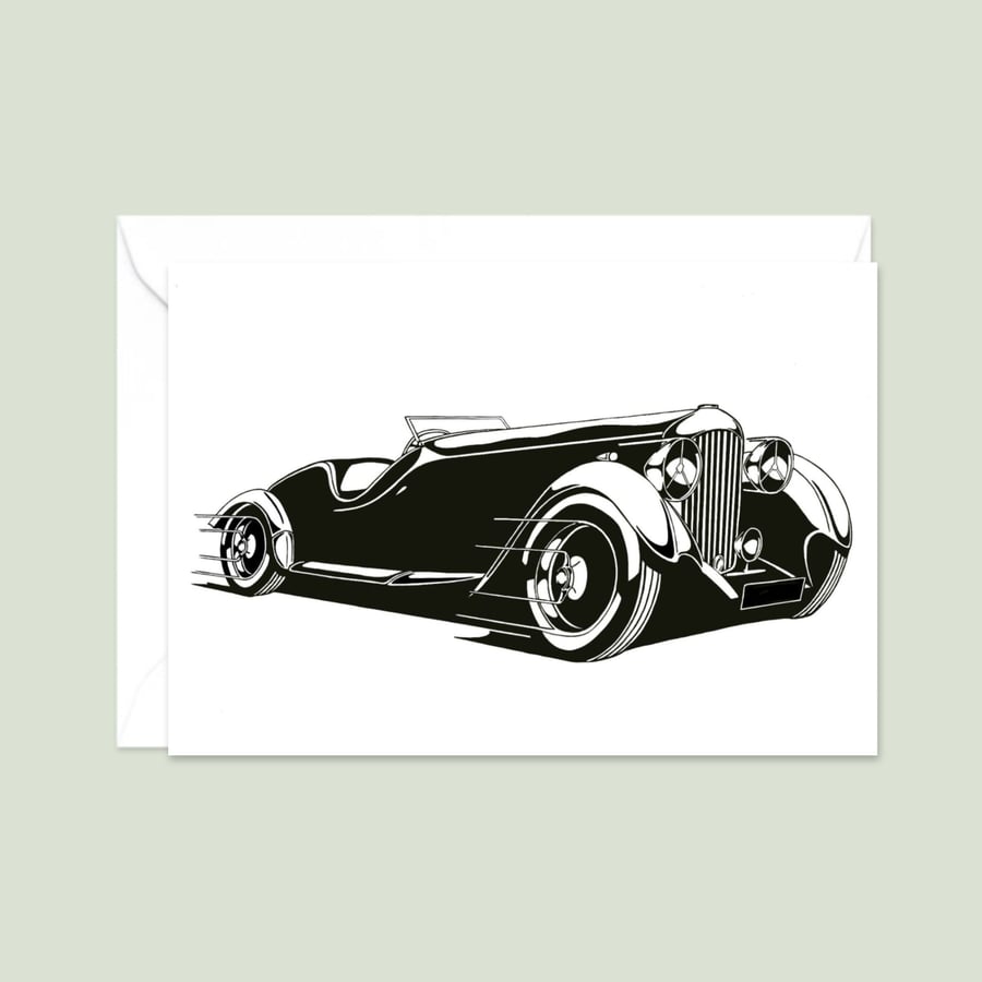 Lagonda Car Greeting Card: Original Pen and Ink Artwork (415)