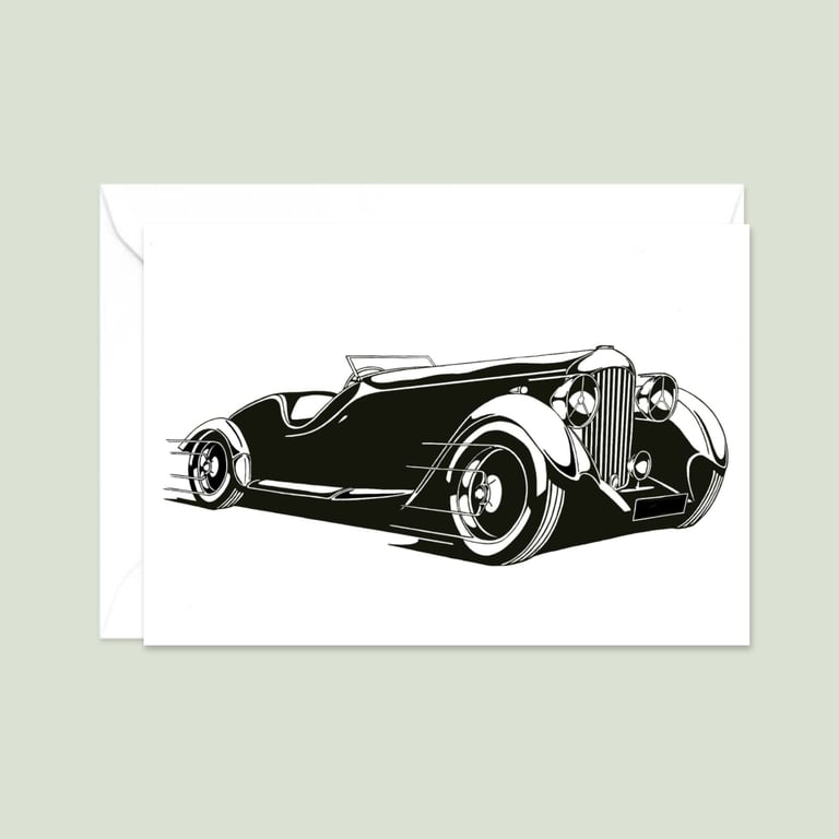 Lagonda Car Greeting Card: Original Pen and Ink Artwork (415)