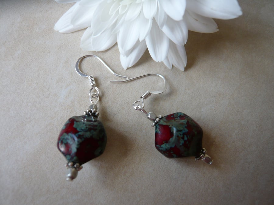 Red and Grey Earrings