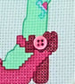 Shoes Cross Stitch Hoop art with Ribbon and Button detail - Image 2