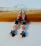 Pink Tourmaline & Hematite Star Earrings, October Birthday, Libra Jewellery Gift - Image 5