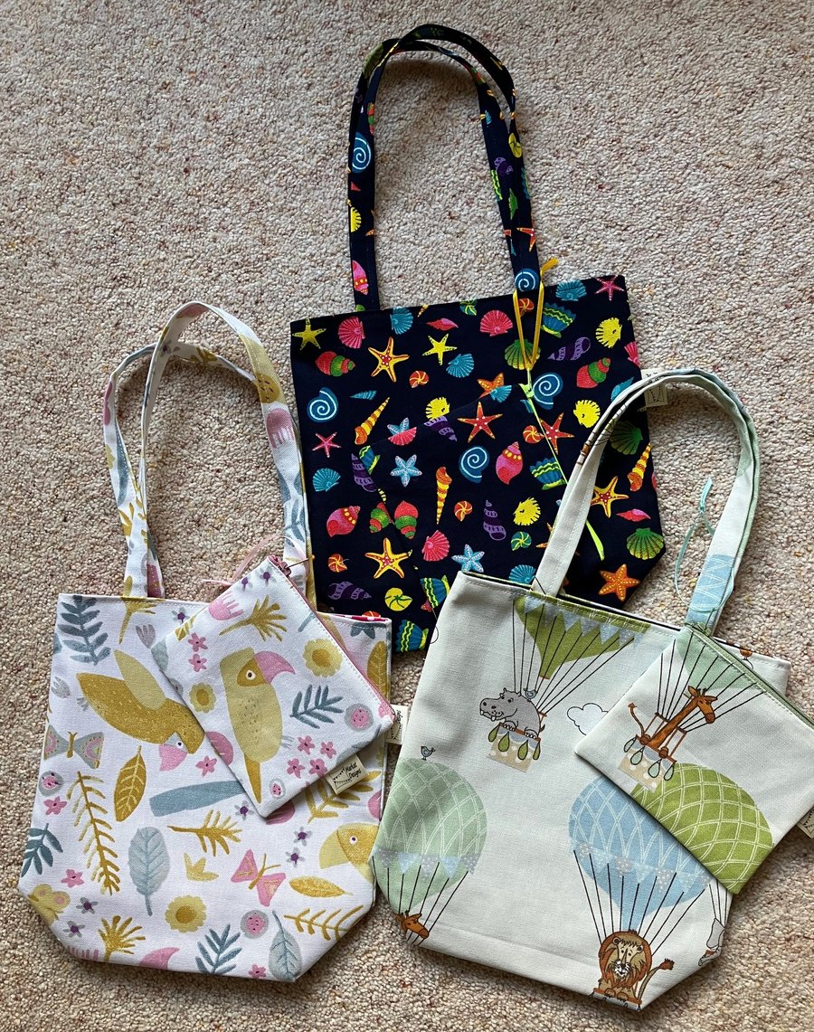 Small Tote Bag and Purse, Handmade in the UK