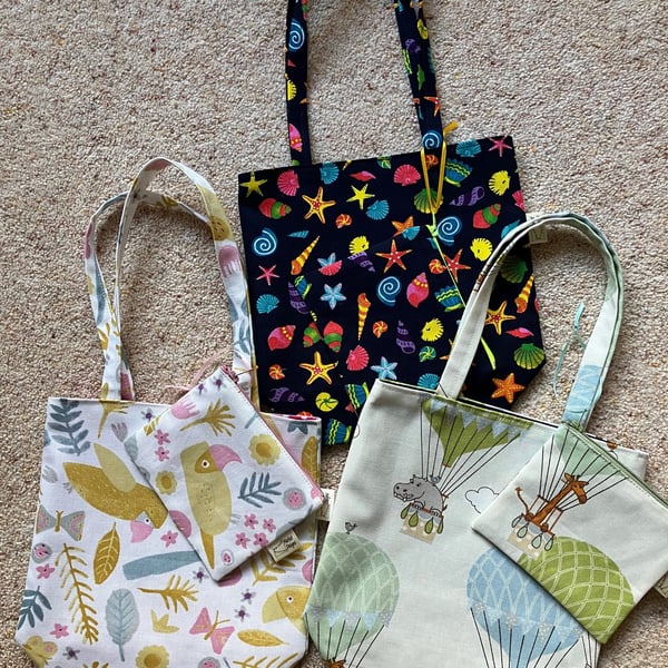 Small Tote Bag and Purse, Handmade in the UK