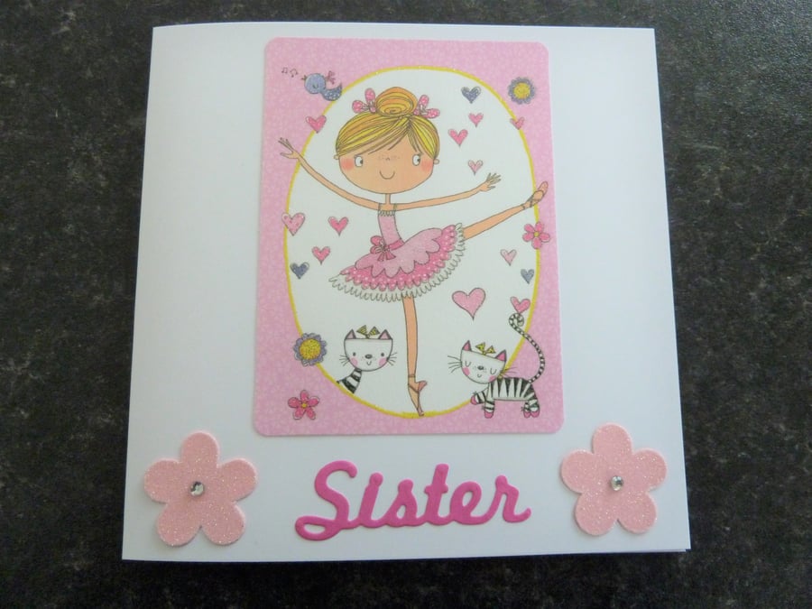 sister ballerina birthday card