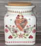 Emma Bridgewater Inspired Hand Painted and Decoupaged Love Birds Glass Storage J