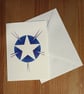Blue five pointed star handmade stencil Christmas card - Image 1