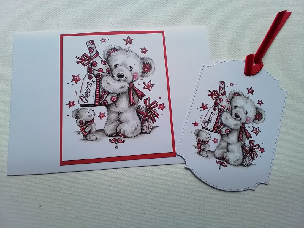 Card and gift tag set. Any occasion card,. Ref 124