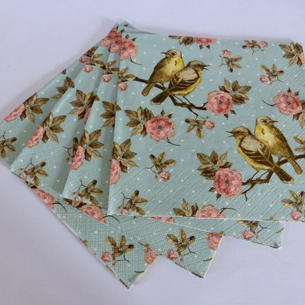 'Vintage Birds' Paper Napkins