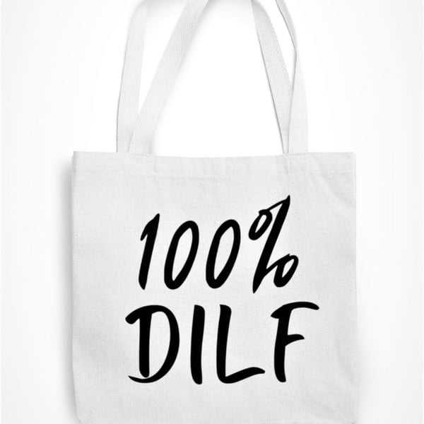 100% Dilf Tote Bag Eco Friendly Shopping Bag Hilarious Dad Fathers Birthday gift