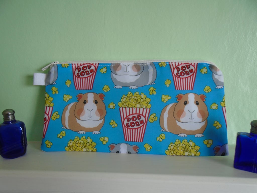 Popcorn & Guinea Pigs Pencil Case or Small Make Up Bag 