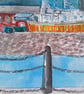 Albert docks view liverpool watercolour print A5 - Image 4
