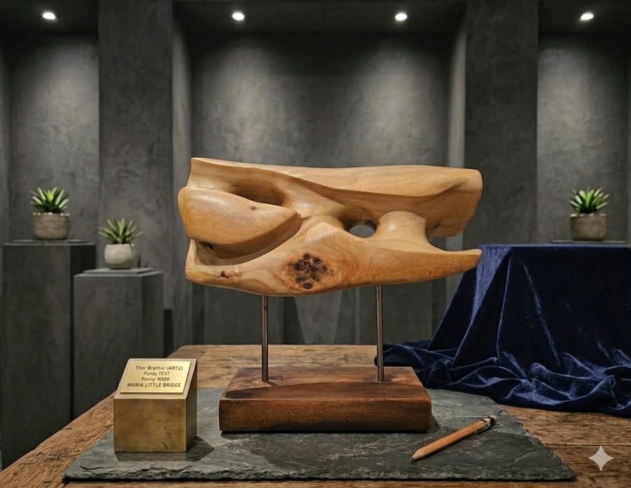 Eroded Horizon cherrywood abstract sculpture 