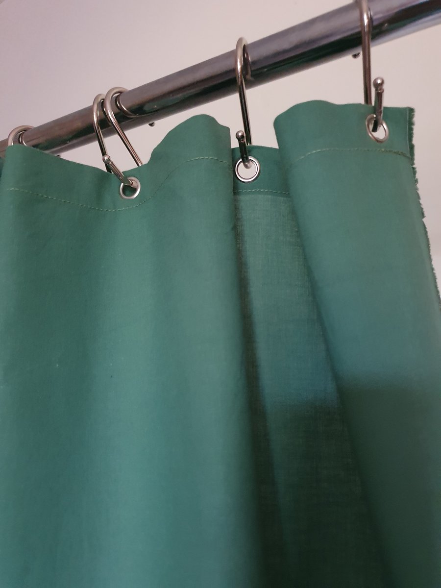 Sage Green Organic Cotton Shower Curtain, washable 