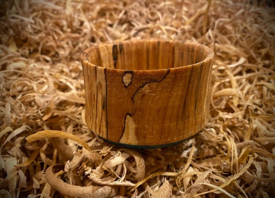 End Grain Spalted Beech Pinch Pot with Turquoise Base