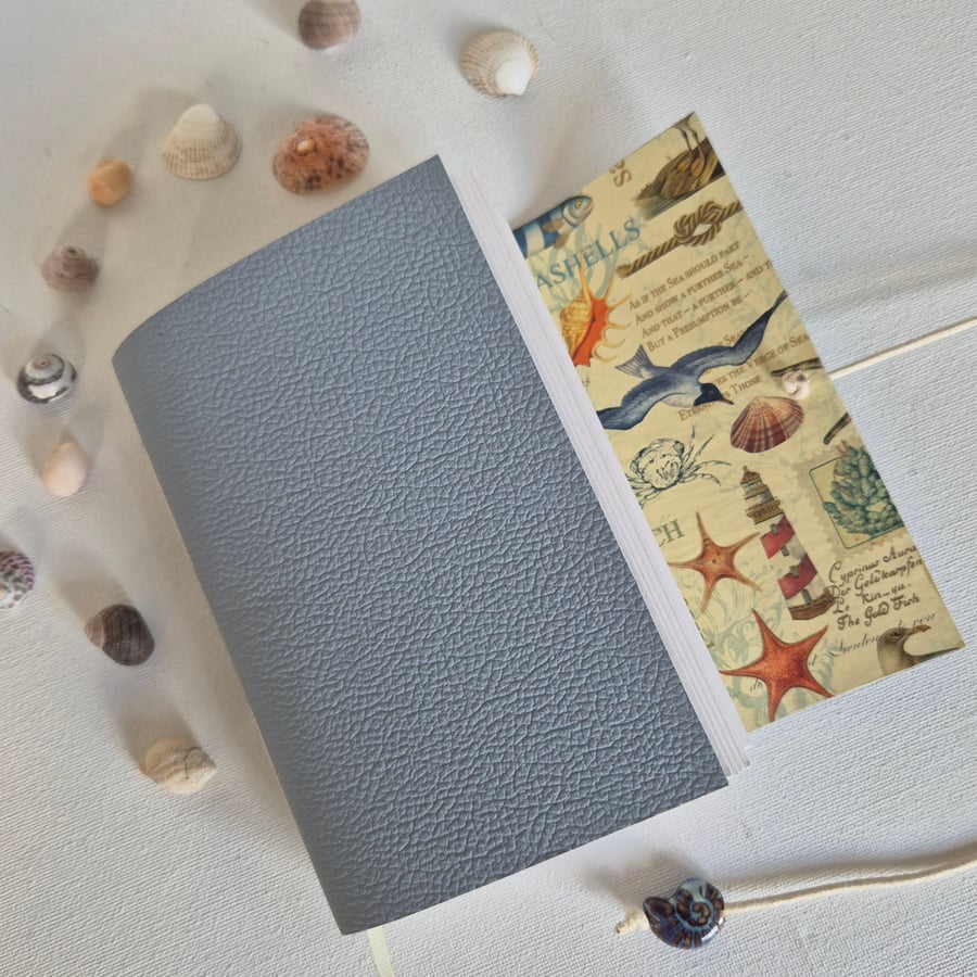 Seashore Journal with crab, shells, starfish etc nature Journal or Sketchbook A6