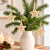 Natural wicker rattan star Christmas ornament Scandinavian boho tree hanging