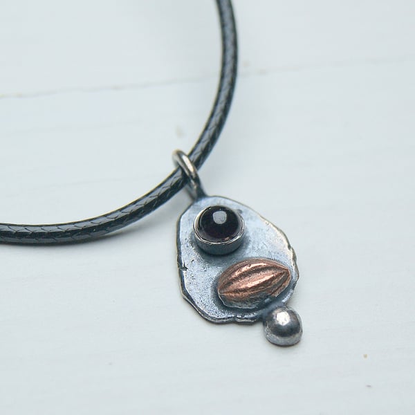 Gold Over Sterling Silver Natural Garnet Peace Necklace with 18