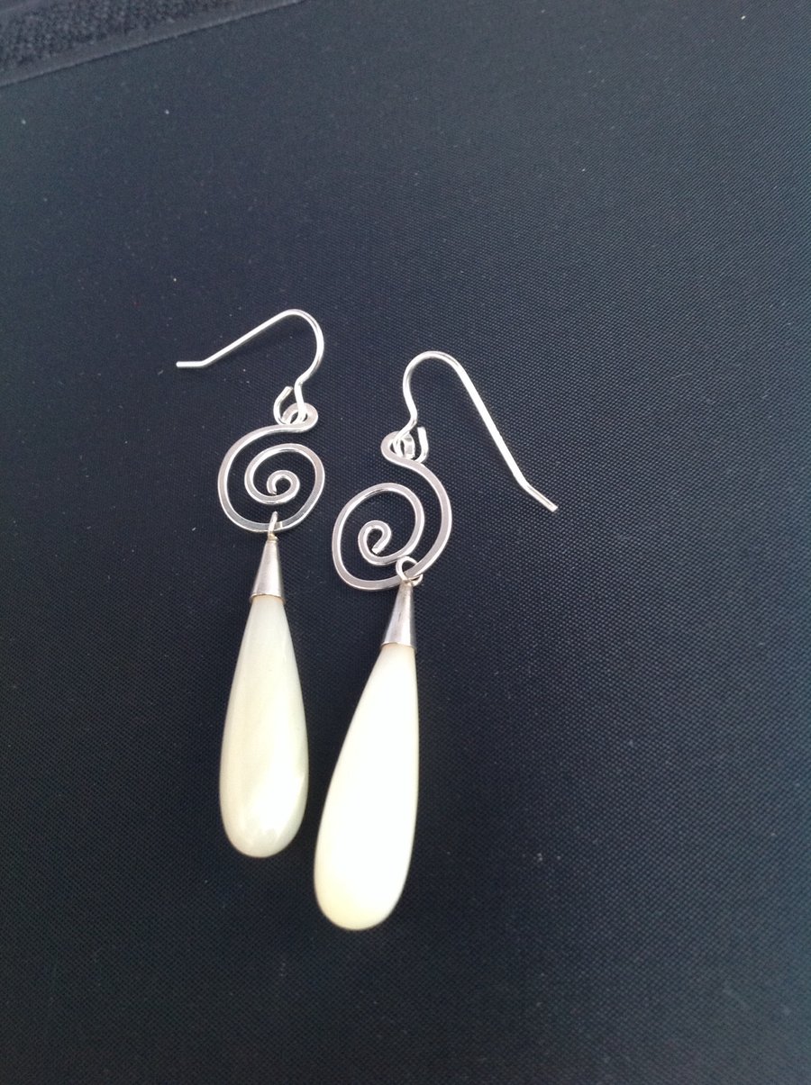 Sterling silver and mother of pearl earrings