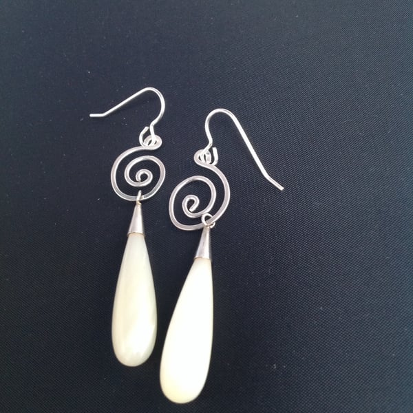 Sterling silver and mother of pearl earrings