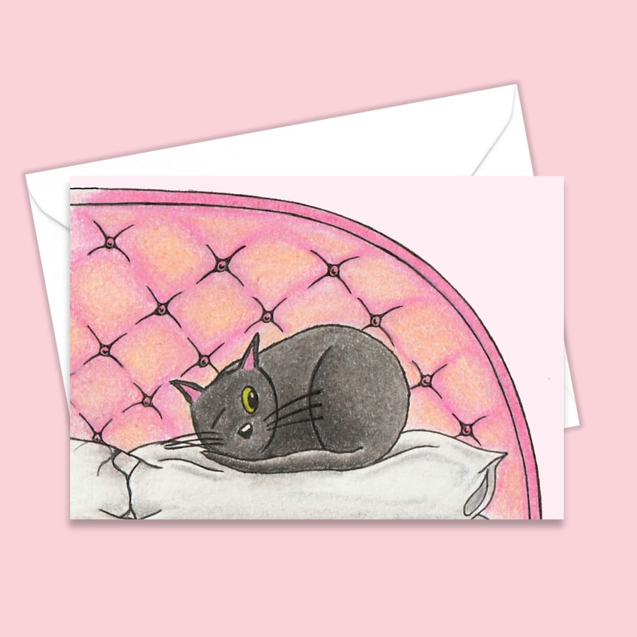 Cat Lover Card, Hand Drawn Cat Art Card, A6 Blank Card