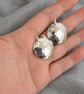 Silver Disk Earrings Aluminium, Hammered Texture Statement Drop Earrings - Image 3