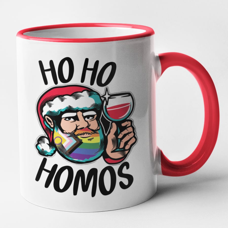 Ho Ho Homo's Christmas Mug - Funny Novelty Gay Christmas Mug Gift