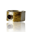Silver And Gold Garnet Ring