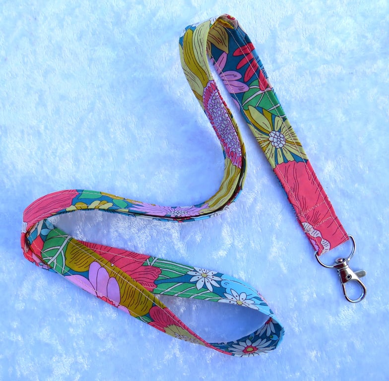 Liberty Tana Lawn lanyard, with swivel lobster clip, floral