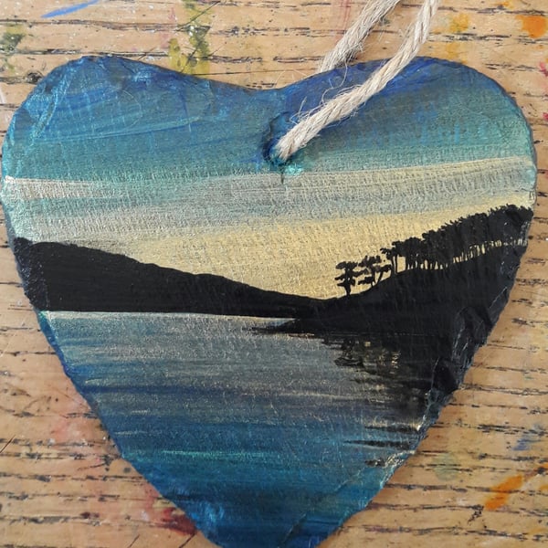 Small Slate Heart - Charlie's Shieldaig Sunset