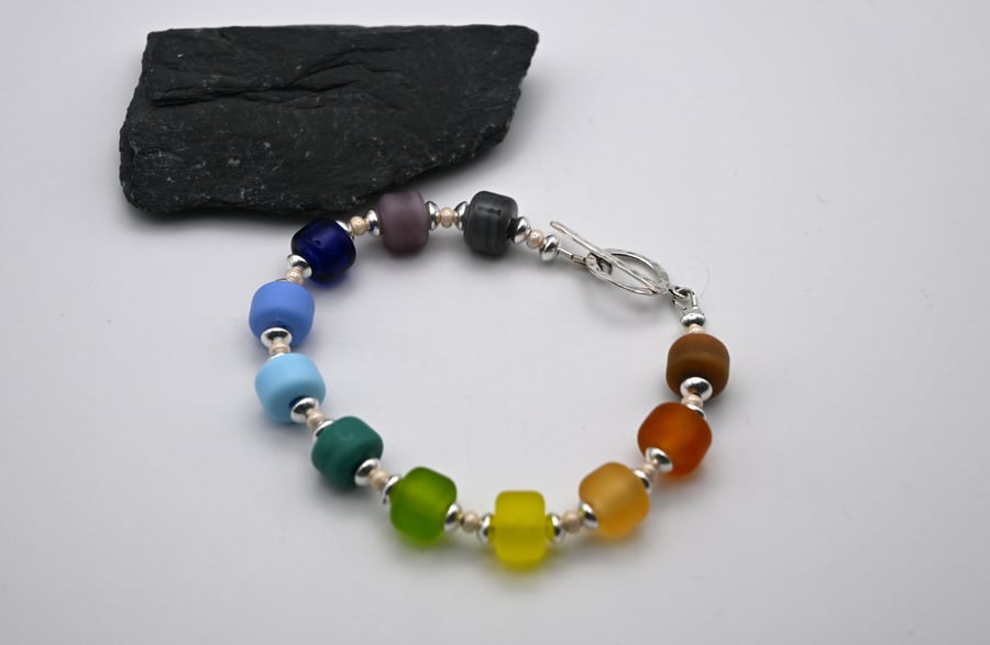 lampwork glass rainbow bracelet