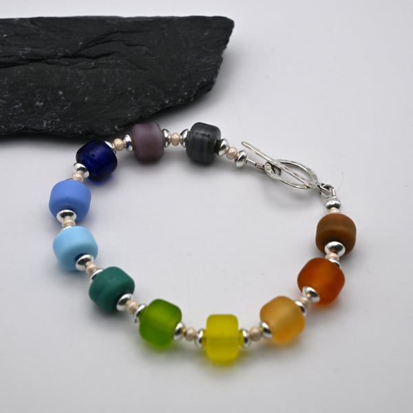lampwork glass rainbow bracelet
