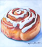 Cinnamon Bun Oil Painting – Original & Unframed – A Gift to Bring Smiles!