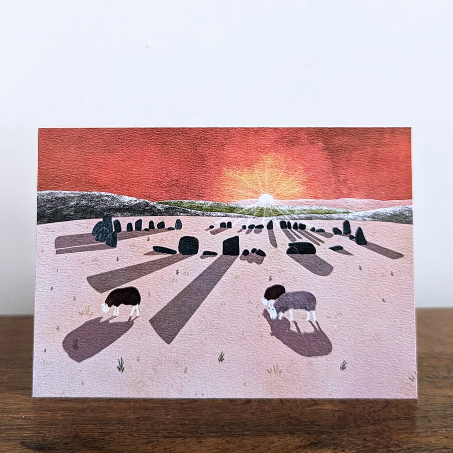 Postcard Winter Landscape Stone Circle Cumbria