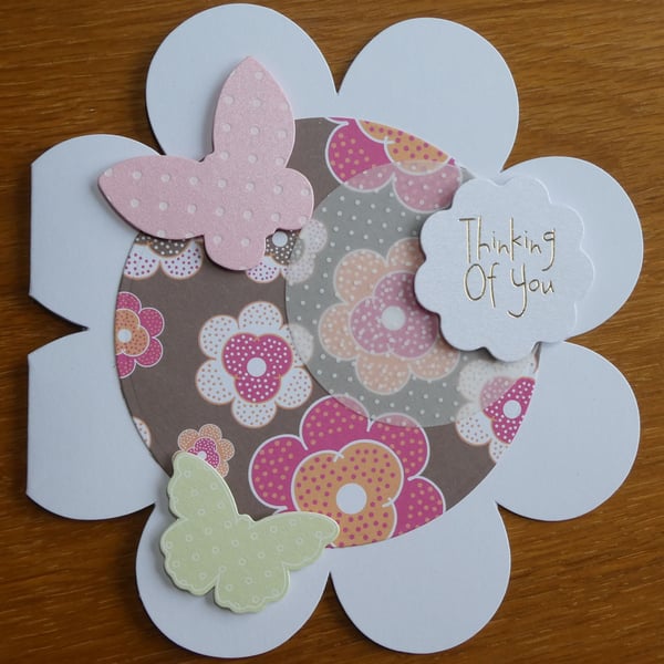 Flower Shaped Thinking of You Card - Retro Flowers