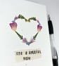 Handmade Real Pressed Flower Heart, Mother's Day, Birthday Card  - Image 3