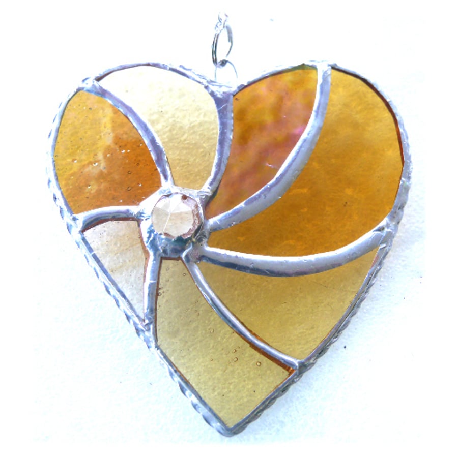 Gold Swirl Heart Stained Glass Suncatcher 077 Golden Wedding