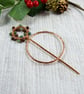 Copper Shawl Pin - Festive Wreath with Garnet & Agate - Image 5