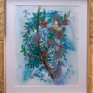 Watercolour original painting of garden birds 