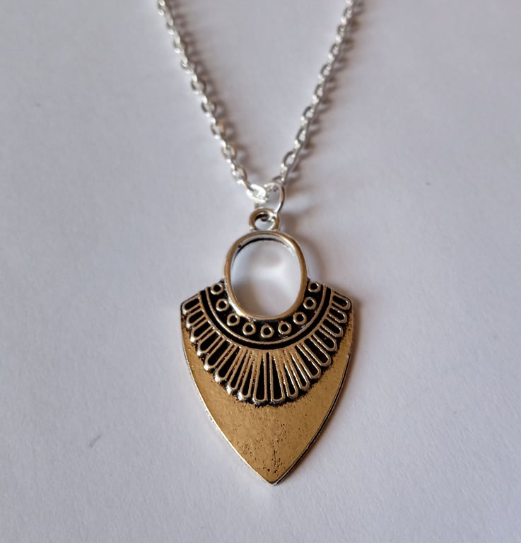 Large Arrowhead Bali Tribal Silver Plate Necklace