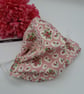 Face mask,  medium, nose wire, 3 layer, adjustable, washable in pink flower  - Image 6