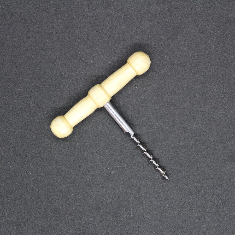 Corkscrew made from stainless steel, with a Tulip Wood lathe turned handle