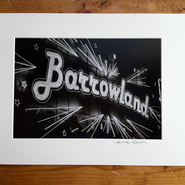 Barrowland (black and white edition) signed mounted print FREE DELIVERY