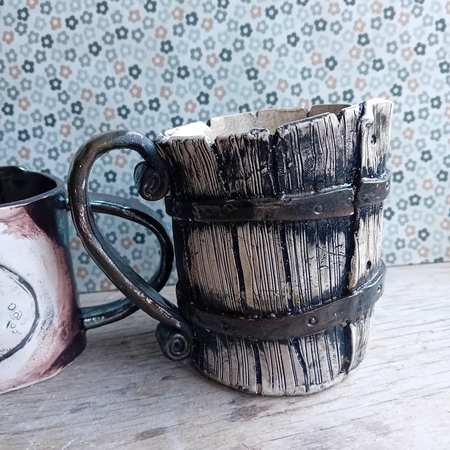 Ceramic handmade coffee mug viking tankard coffee mug cream