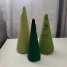 Christmas Trees - Set of 3 super cute hand knitted Christmas Tree Decorations