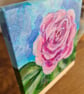 Pink rose mini canvas painting original art acrylic painting home decor - Image 3