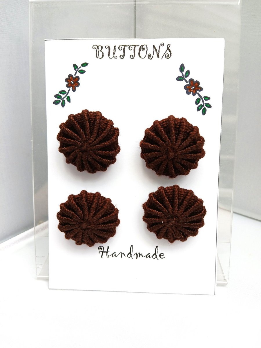 Buttons Chocolate Brown 30mm Handmade Embroidered Yorkshire Style