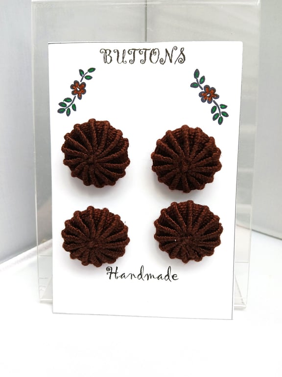 Buttons Chocolate Brown 30mm Handmade Embroidered Yorkshire Style