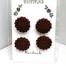 Buttons Chocolate Brown 30mm Handmade Embroidered Yorkshire Style
