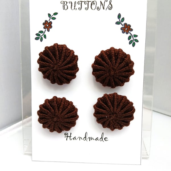 Buttons Chocolate Brown 30mm Handmade Embroidered Yorkshire Style