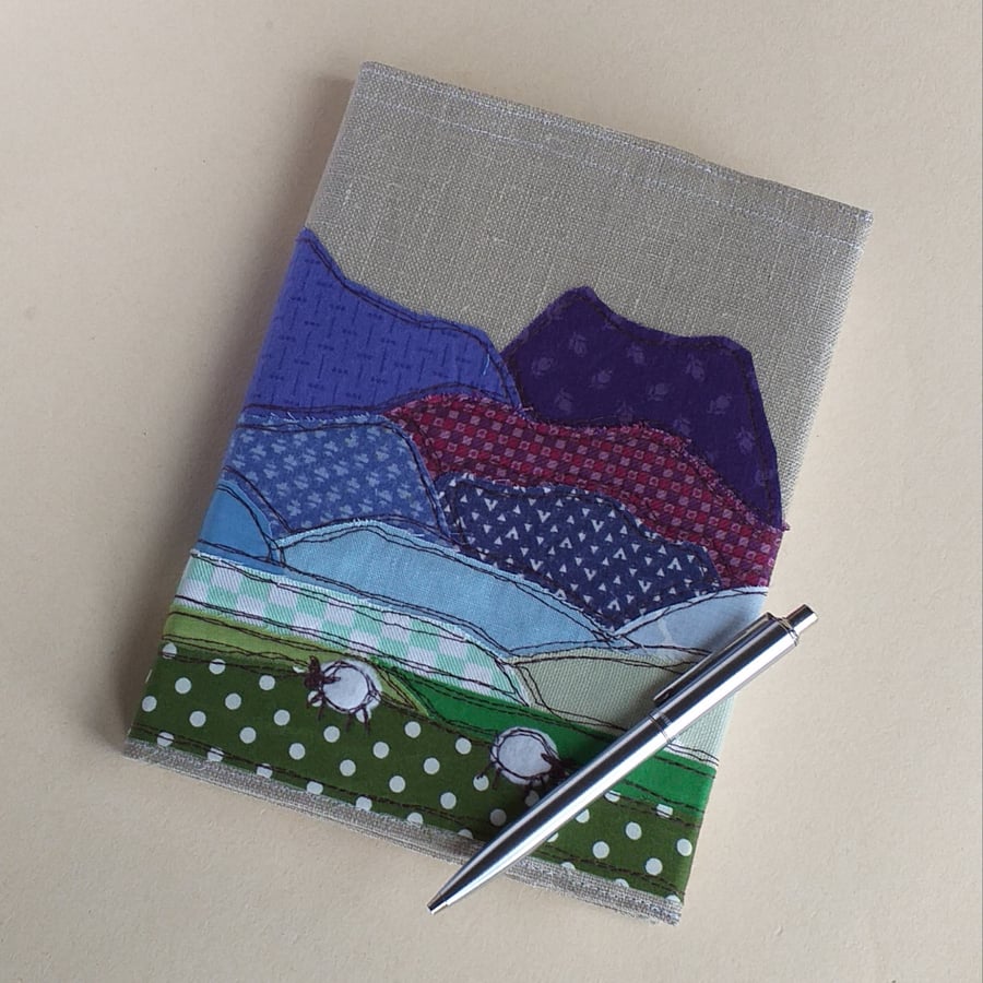 Notebook Cover with Embroidered Hills